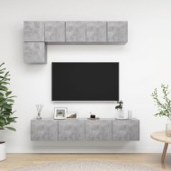 5 részes betonszürke forgácslap tv-szekrényszett