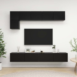 5 részes fekete forgácslap tv-szekrényszett