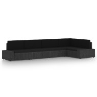 5 részes fekete polyrattan kerti ülőgarnitúra párnákkal