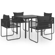 5 részes fekete pvc rattan kerti étkezőgarnitúra
