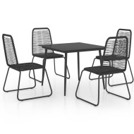 5 részes fekete pvc rattan kerti étkezőgarnitúra