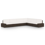 6 részes barna polyrattan kerti ülőgarnitúra párnákkal