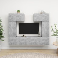 6 részes betonszürke forgácslap tv-szekrényszett