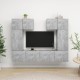 6 részes betonszürke forgácslap tv-szekrényszett 6 részes betonszürke forgácslap tv-szekrényszett