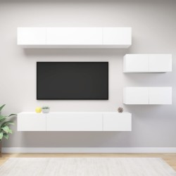 6 részes fehér forgácslap tv-szekrényszett