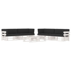 6 részes fehér impregnált fenyőfa raklapgarnitúra párnákkal