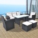 6-részes fekete polyrattan kültéri étkezőszett párnákkal 6-részes fekete polyrattan kültéri étkezőszett párnákkal