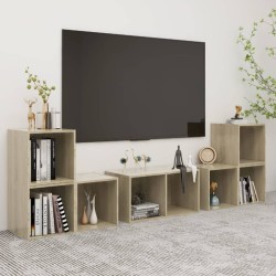 6 részes sonoma-tölgyszínű forgácslap tv-szekrényszett