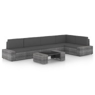 6 részes szürke polyrattan kerti ülőgarnitúra párnákkal