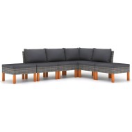 6 részes szürke polyrattan kerti ülőgarnitúra párnákkal