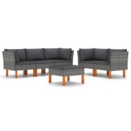 6 részes szürke polyrattan kerti ülőgarnitúra párnákkal