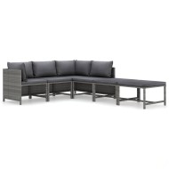 6 részes szürke polyrattan kerti ülőgarnitúra párnákkal