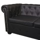 6 személyes fekete műbőr chesterfield sarok kanapé