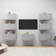 7 db betonszürke forgácslap tv-szekrény 30,5 x 30 x 60 cm