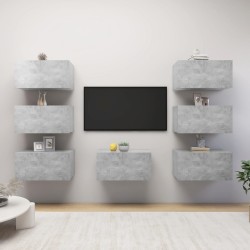 7 db betonszürke forgácslap tv-szekrény 30,5 x 30 x 60 cm