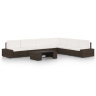7 részes barna polyrattan kerti ülőgarnitúra párnákkal