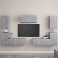 7 részes betonszürke forgácslap tv-szekrényszett