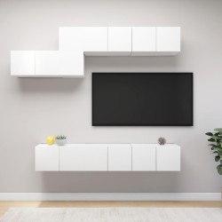 7 részes fehér forgácslap tv-szekrényszett
