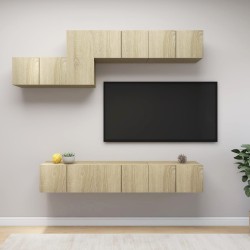 7 részes sonoma-tölgyszínű forgácslap tv-szekrényszett 7 részes sonoma-tölgyszínű forgácslap tv-szekrényszett