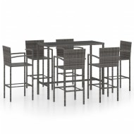 7 részes szürke polyrattan kerti bárszett