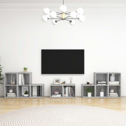 8 részes betonszürke forgácslap tv-szekrényszett