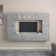 8 részes betonszürke forgácslap tv-szekrényszett
