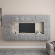 8 részes betonszürke forgácslap tv-szekrényszett