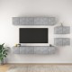 8 részes betonszürke forgácslap tv-szekrényszett