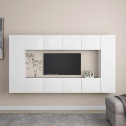 8 részes fehér forgácslap tv-szekrényszett