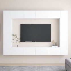 8 részes fehér forgácslap tv-szekrényszett