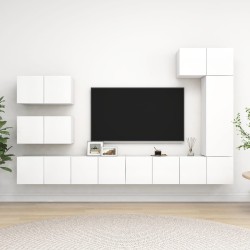 8 részes fehér forgácslap tv-szekrényszett