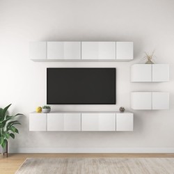 8 részes fehér forgácslap tv-szekrényszett