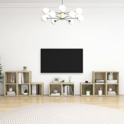 8 részes sonoma-tölgyszínű forgácslap tv-szekrényszett