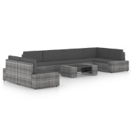 8 részes szürke polyrattan kerti ülőgarnitúra párnákkal