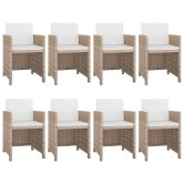 9 részes bézs polyrattan kültéri étkezőszett párnákkal 9 részes bézs polyrattan kültéri étkezőszett párnákkal