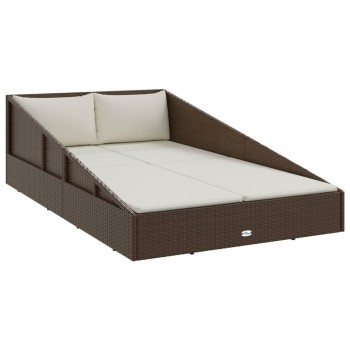 Barna polyrattan kerti ágy 110 x 200 cm
