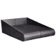 Fekete polyrattan kerti ágy 201 x 139 cm