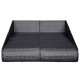 Fekete polyrattan kerti ágy 201 x 139 cm