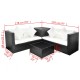 4-részes fekete polyrattan kerti bútorszett párnákkal 4-részes fekete polyrattan kerti bútorszett párnákkal