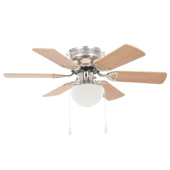 Díszes mennyezeti ventilátor lámpával 82 cm világosbarna