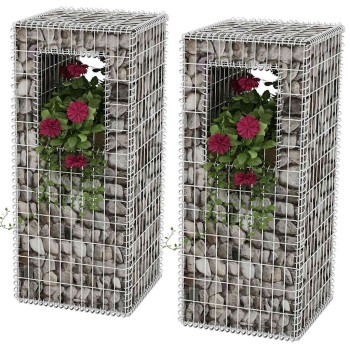 2 db acél gabion kosár oszlop / ágyás 50 x 50 x 120 cm