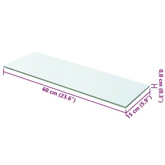 60x15 cm átlátszó panel üvegpolc