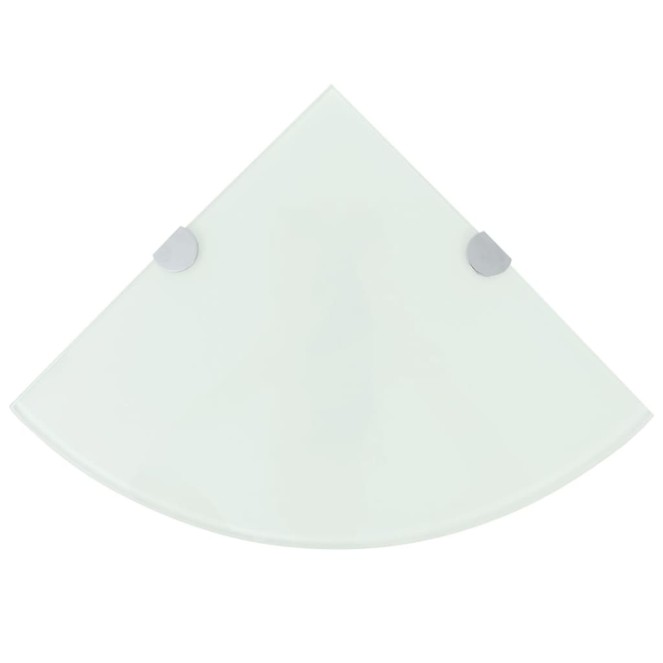 Fehér üveg sarokpolc króm tartóval 25x25 cm Fehér üveg sarokpolc króm tartóval 25x25 cm