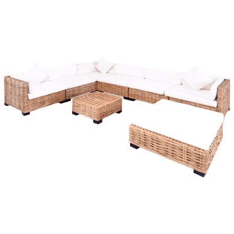 27 részes természetes rattan kanapészett