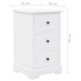 Mdf és fenyő éjjeliszekrény 35 x 32 x 59 cm Mdf és fenyő éjjeliszekrény 35 x 32 x 59 cm