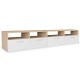 2 db tölgyfa színű/fehér faforgácslap tv szekrény 95x35x36 cm 2 db tölgyfa színű/fehér faforgácslap tv szekrény 95x35x36 cm