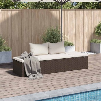 Barna polyrattan kerti ágy 195 x 60 cm
