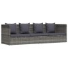 Szürke polyrattan kerti ágy 200 x 60 cm