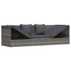 Szürke polyrattan kerti ágy 200 x 60 cm