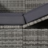 Szürke polyrattan napellenzős kerti ágy 205 x 62 cm